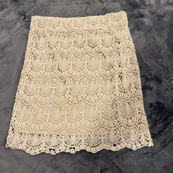 Hot & Delicious Dresses & Skirts - Hot & Delicious Cream Crochet Mini Skirt Sz S Boho Cottagecore Coquette VtgStyle
